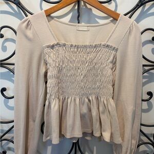 Altar'd State Cream Smocked Blouse
